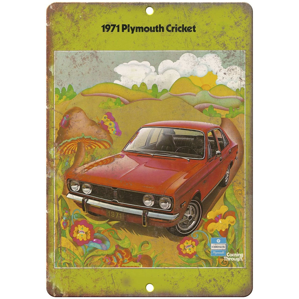 1971 Plymouth Cricket Car Sales Flyer Ad 10" x 7" Reproduction Metal Sign