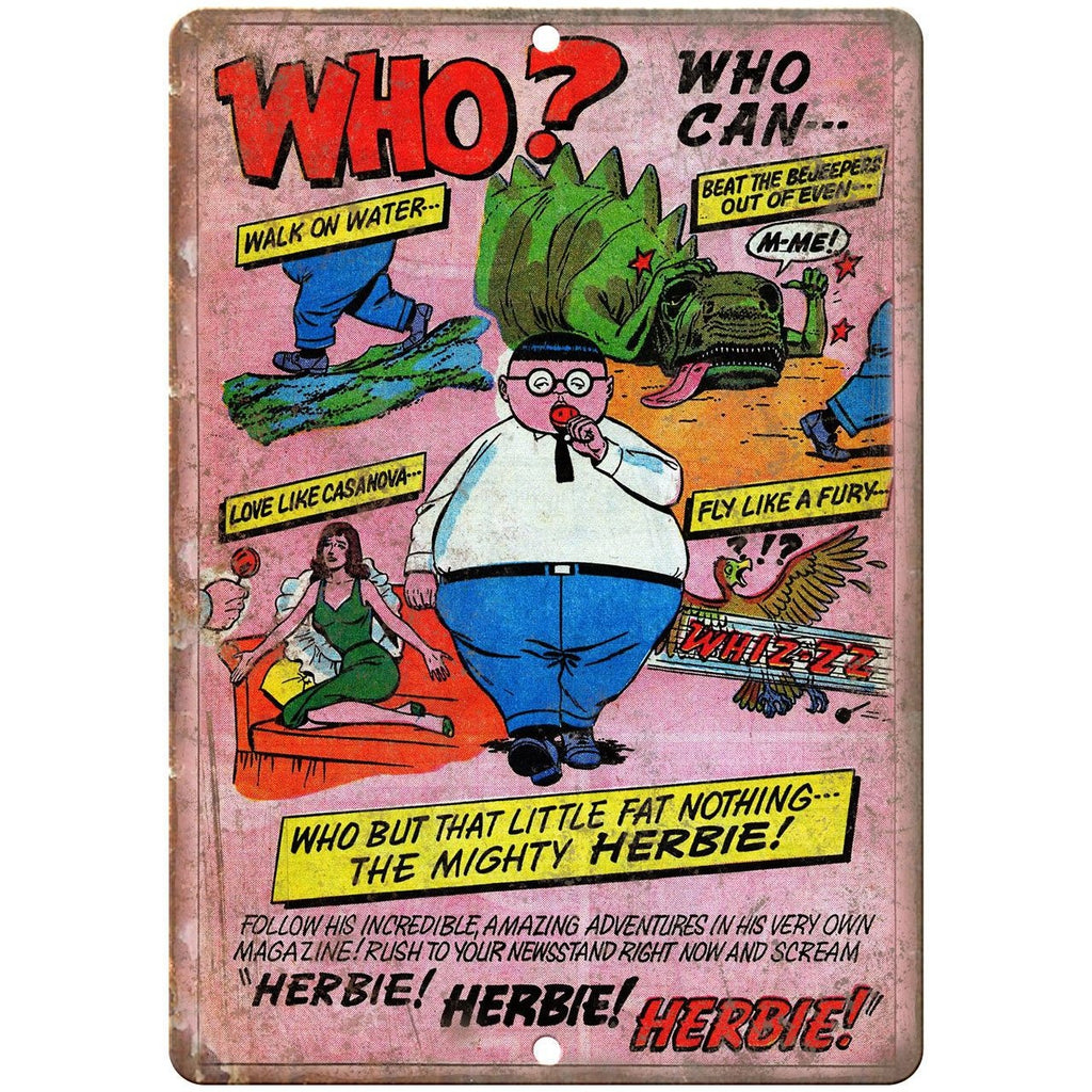 The Mighty Herbie Vintage Comic Book Art 10" X 7" Reproduction Metal Sign J458