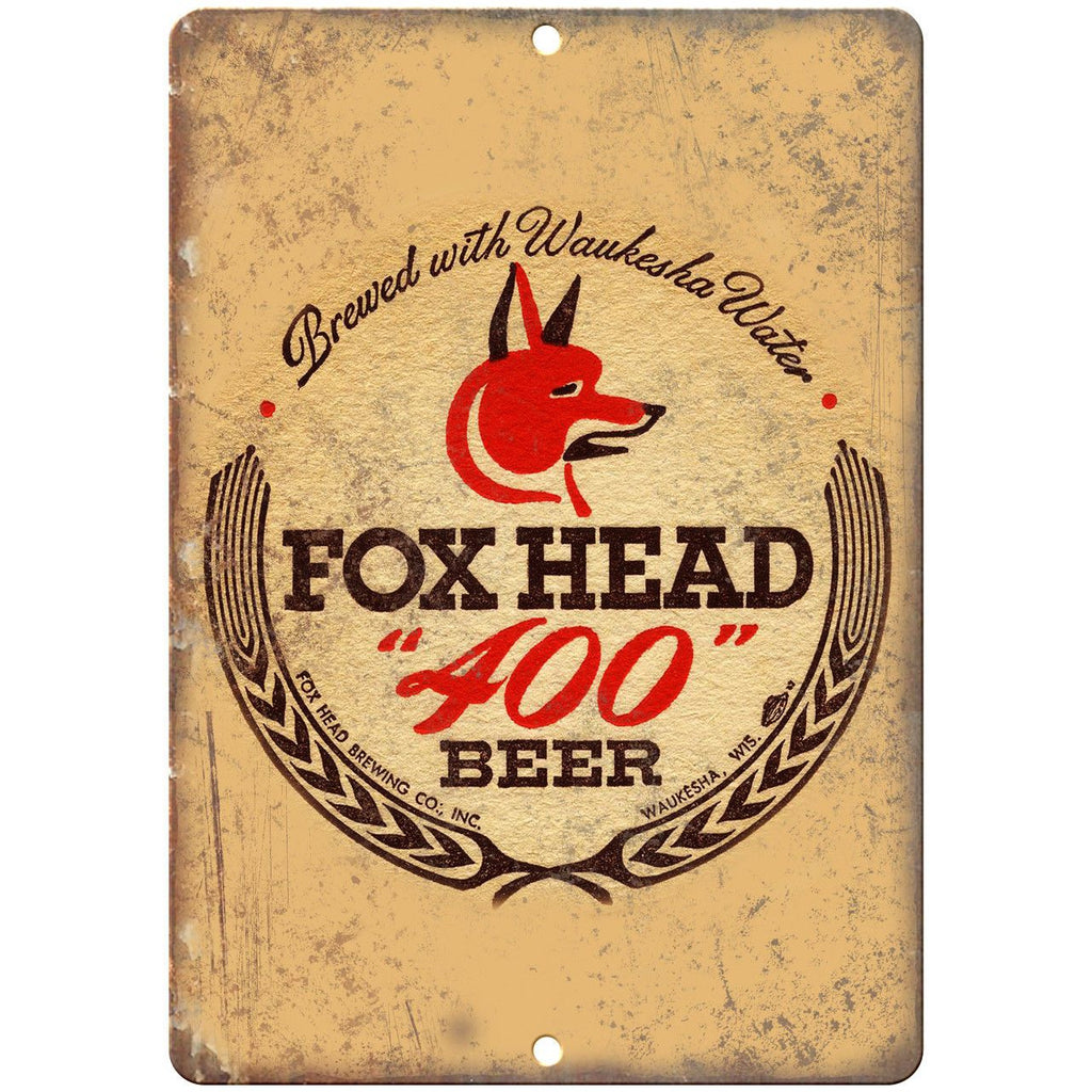 Fox Head 400 Beer Vintage Ad 10" x 7" Reproduction Metal Sign E350