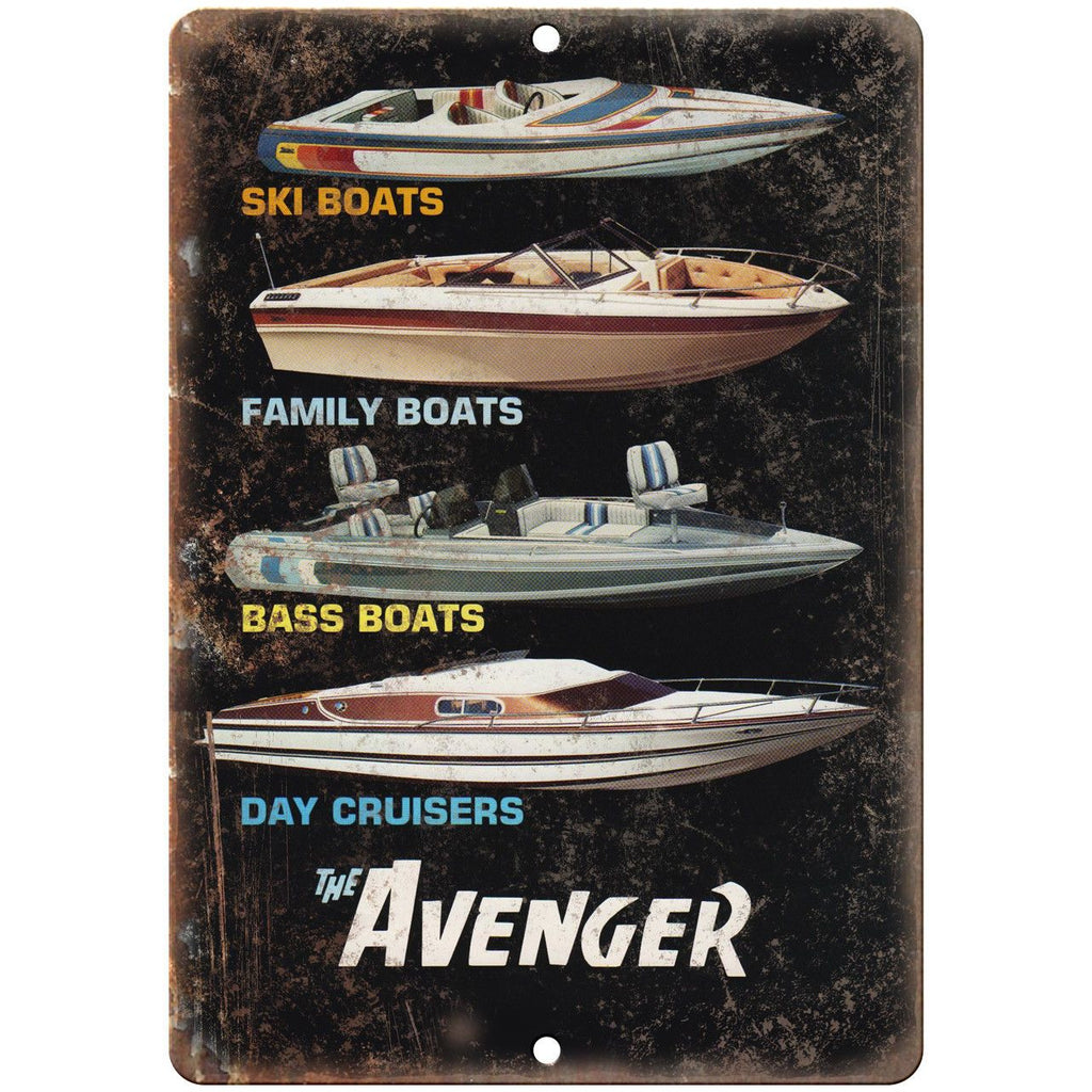 The Avenger Boating Vintage Ad 10" x 7" Reproduction Metal Sign L45