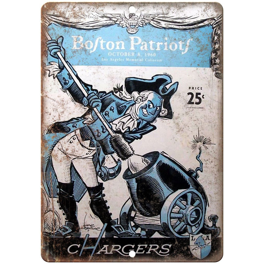 New England Boston Patriots Vs Chargers 10" x 7" Reproduction Metal Sign X34