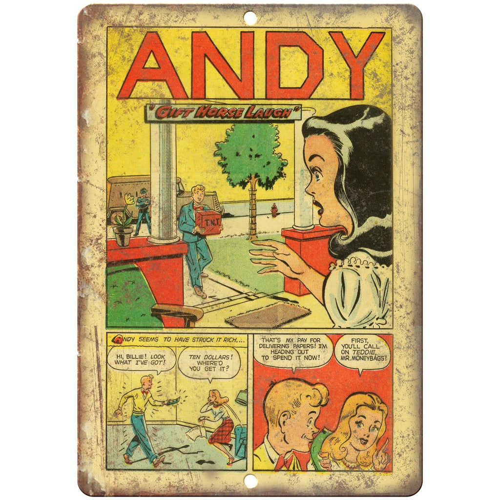 Andy Comic Book Strip Vintage Art 10" x 7" Reproduction Metal Sign J507