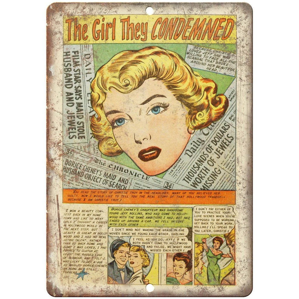 Ace Comics the Girl They Condemned Strip 10" X 7" Reproduction Metal Sign J388