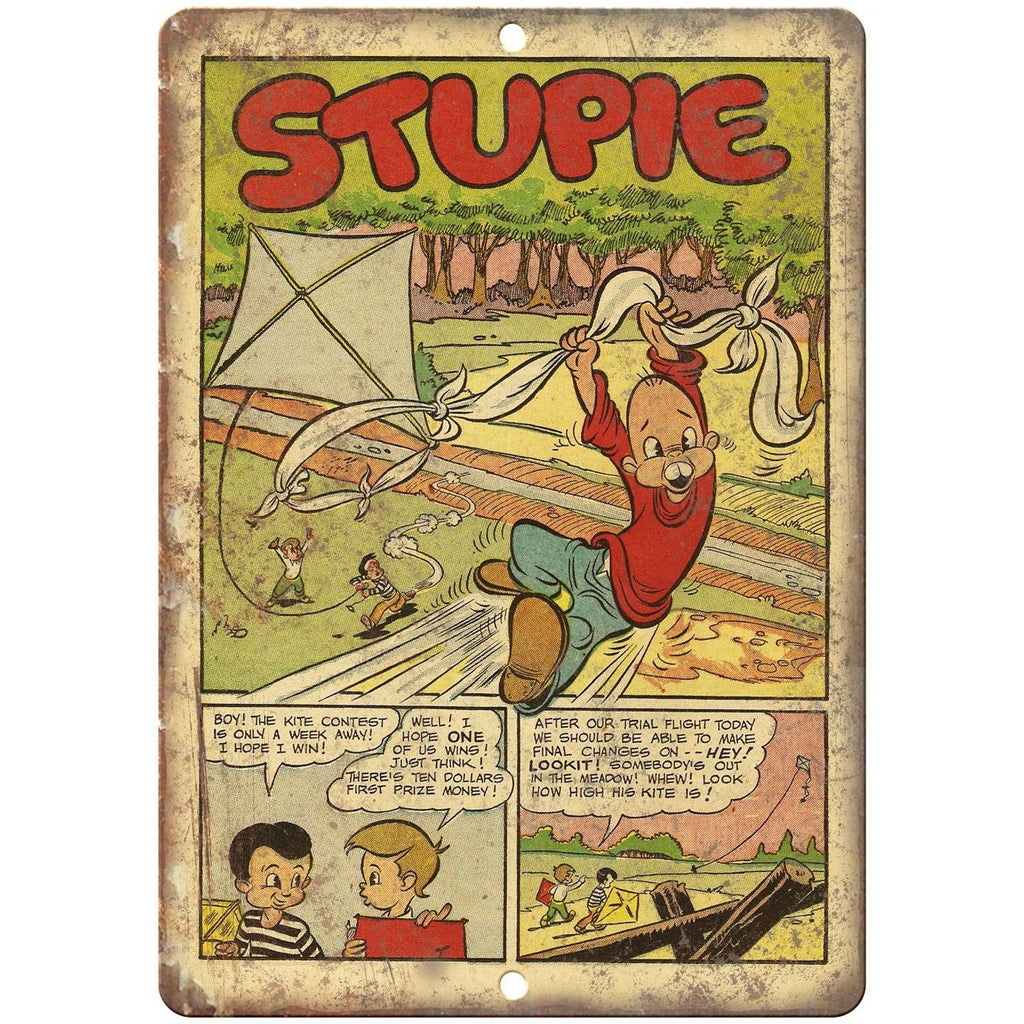 Stupie Vintage Golden Age Comic Strip 10" X 7" Reproduction Metal Sign J480