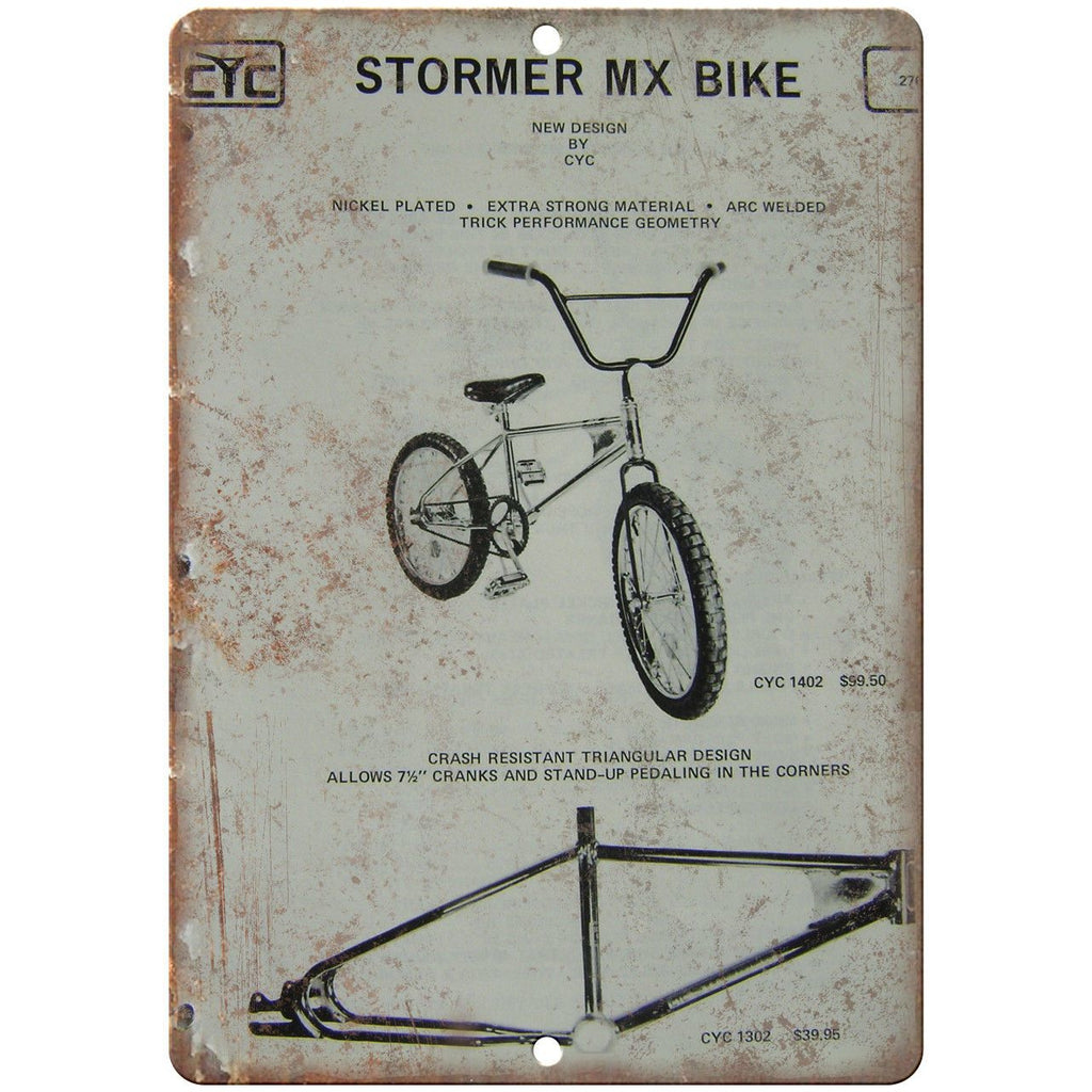 Stormer MX Bicycle BMX Frame Vintage Ad 10" x 7" Reproduction Metal Sign B504