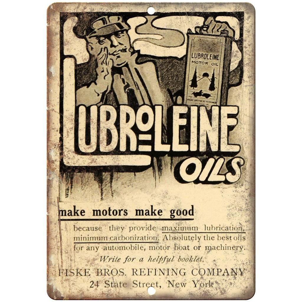 Lubroleine Motor Oil Vintage Sign 10" X 7" Reproduction Metal Sign A691