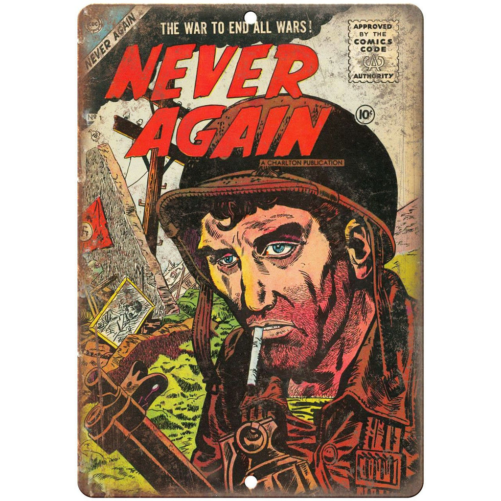 Never Again No 1 Comic Vintage Cover 10" x 7" Reproduction Metal Sign J601