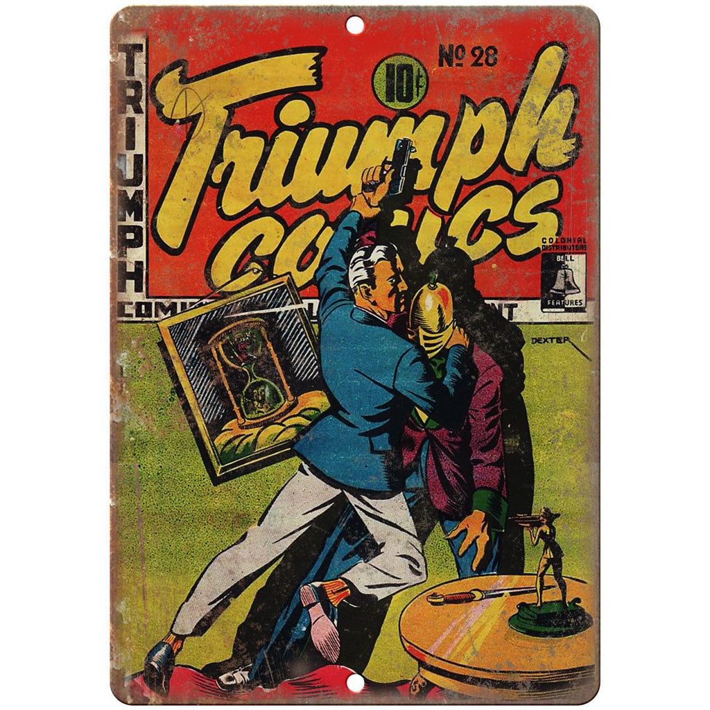 Triumph Comic No 28 Vintage Book Cover 10" x 7" Reproduction Metal Sign J653