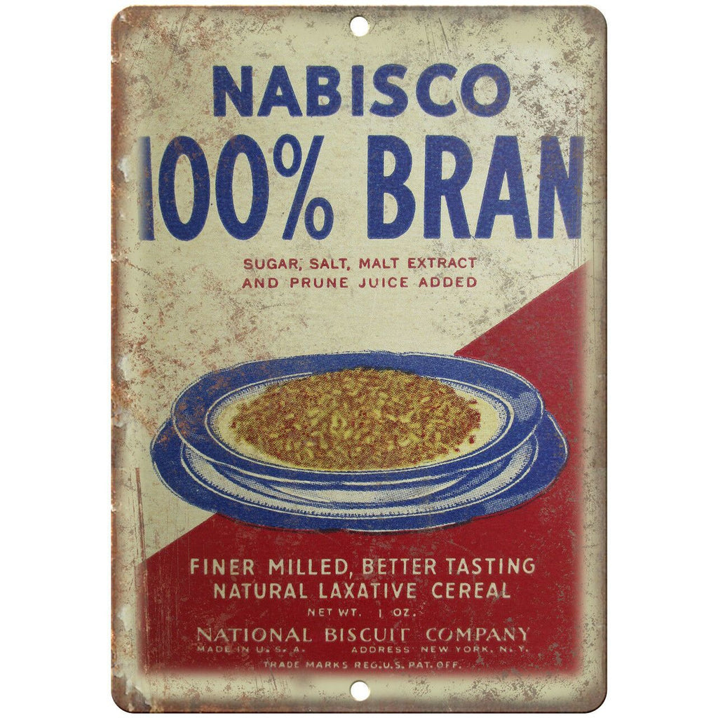 Nabisco 100% Bran Cereal Box Art 9" x 12" Reproduction Metal Sign N388