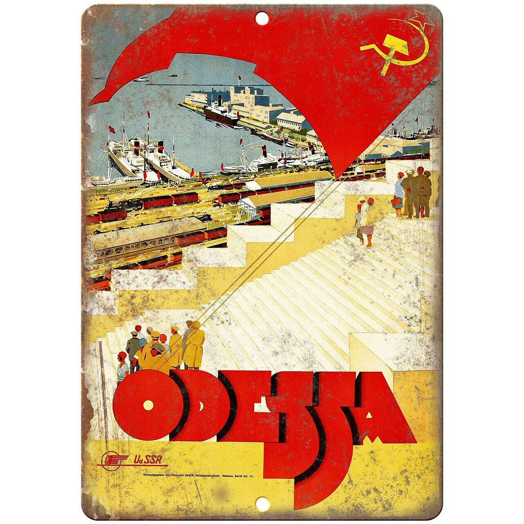 Odessa USSR Vintage Travel Poster 9" x 12" Reproduction Metal Sign T19