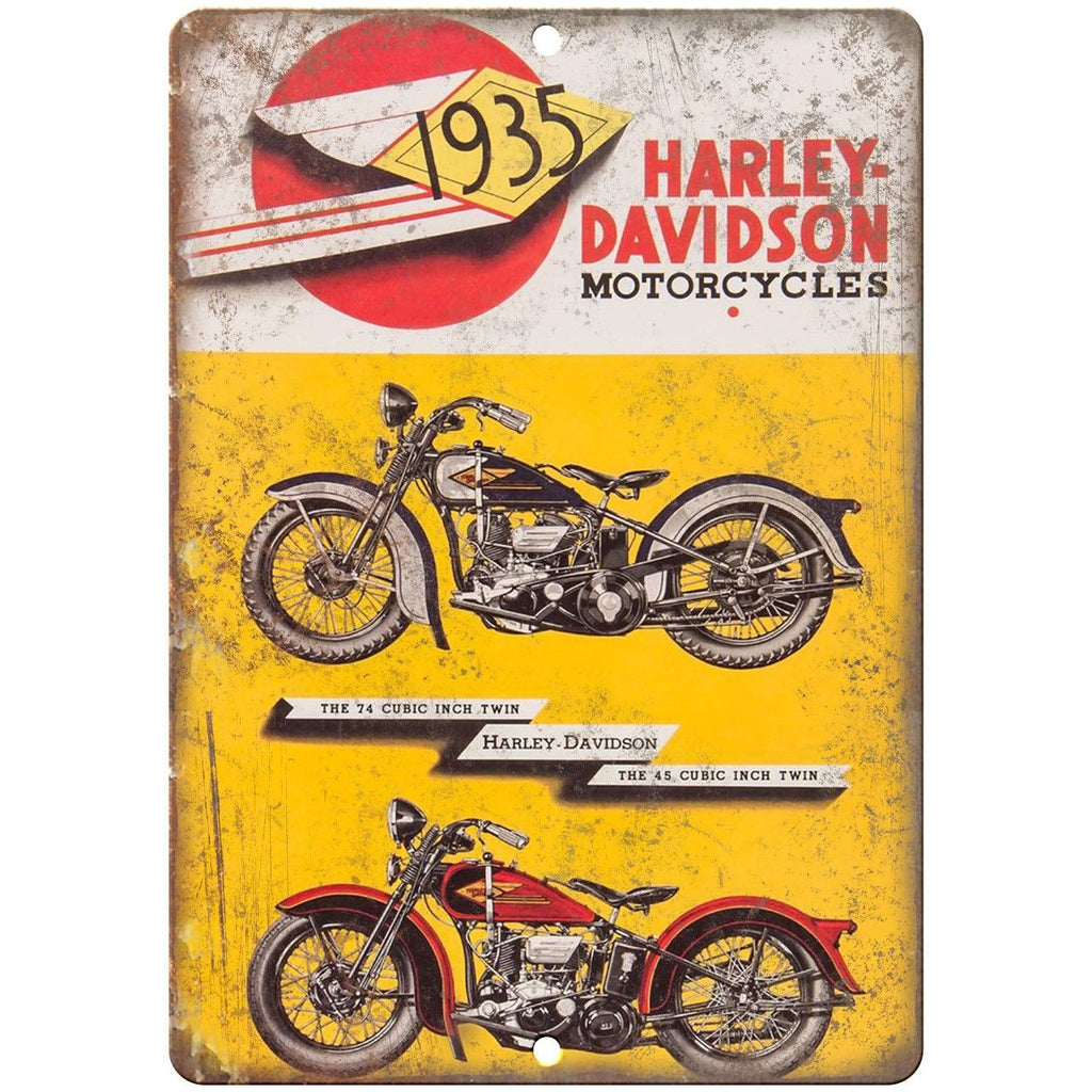 1935 Harley Davidson Motorcycles Ad Poster 10" X 7" Reproduction Metal Sign F33
