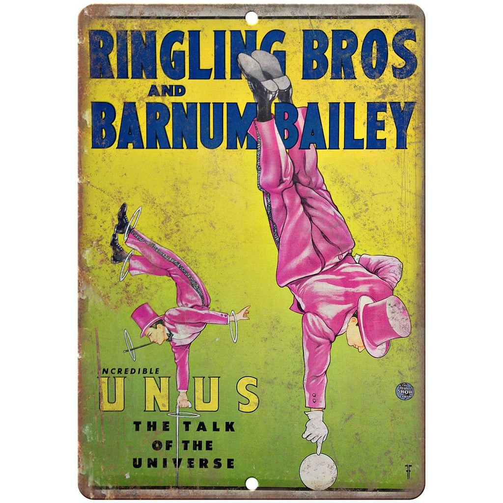 Ringling Bros Barnum Bailey Incredible Unus 10"X7" Reproduction Metal Sign ZH121
