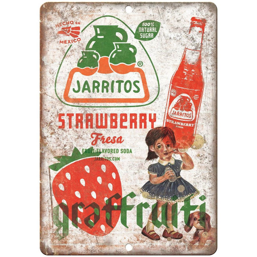 Jarritos Strawberry Fresa Soda Vintage Ad 10" X 7" Reproduction Metal Sign N135