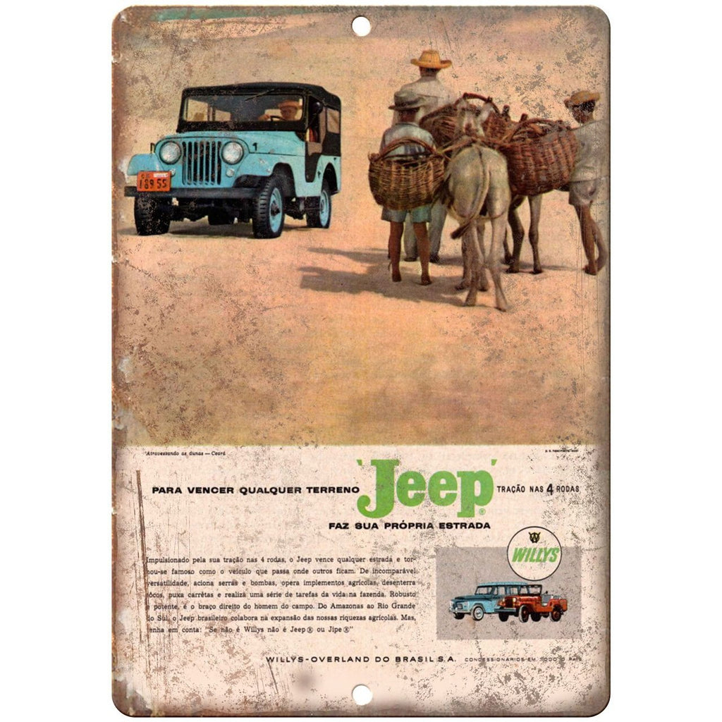 Jeep Wagoneer Willys Overland Brazilian Ad 10" x 7" Reproduction Metal Sign