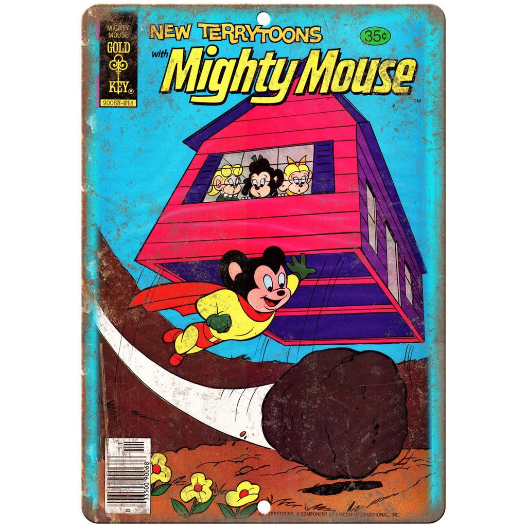 Gold Key Comics Mighty Mouse Terrytoons 10" X 7" Reproduction Metal Sign J439