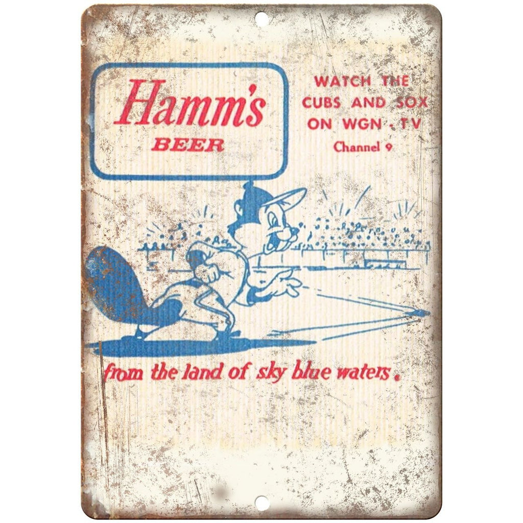 10" x 7" Metal Sign - Hamm's Beer Cubs and Sox - Vintage Look Reproduction