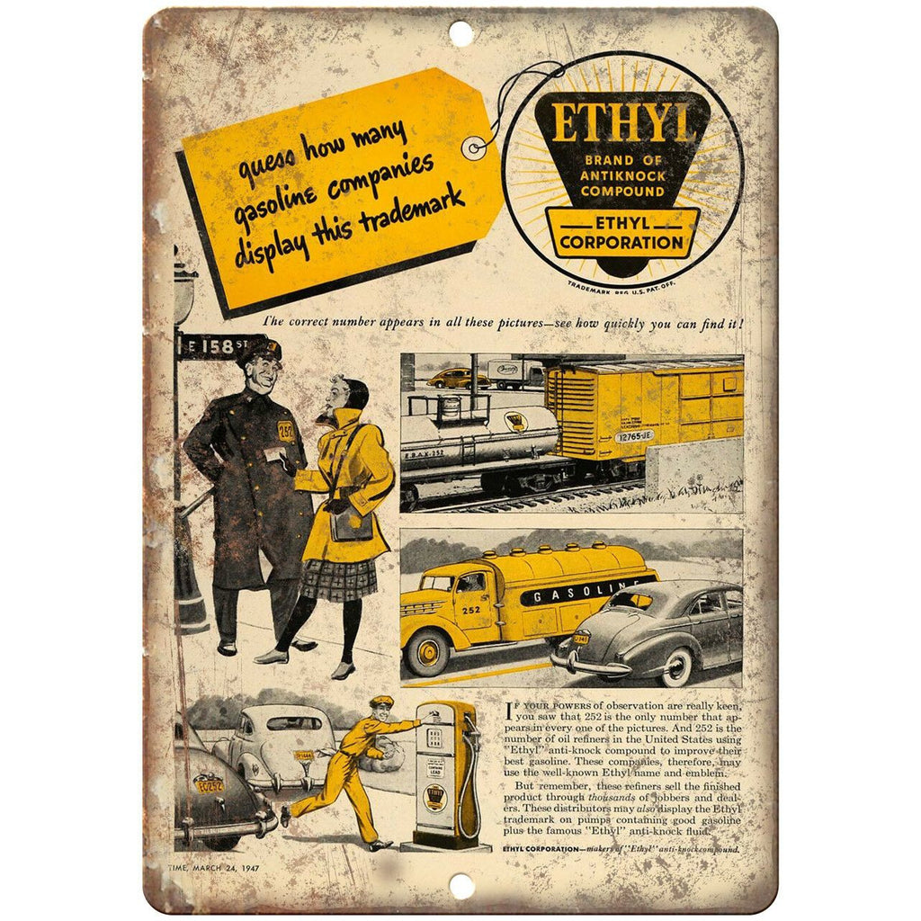 Ethyl Corporation Motor Oil Vintage Sign 10" X 7" Reproduction Metal Sign A708