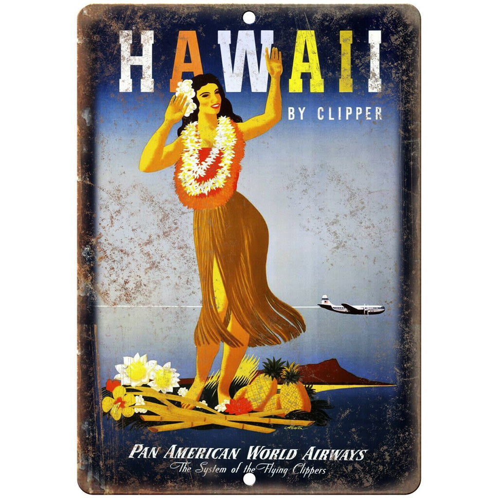 Hawaii Pan American Airways Poster Art 9" x 12" Reproduction Metal Sign T63