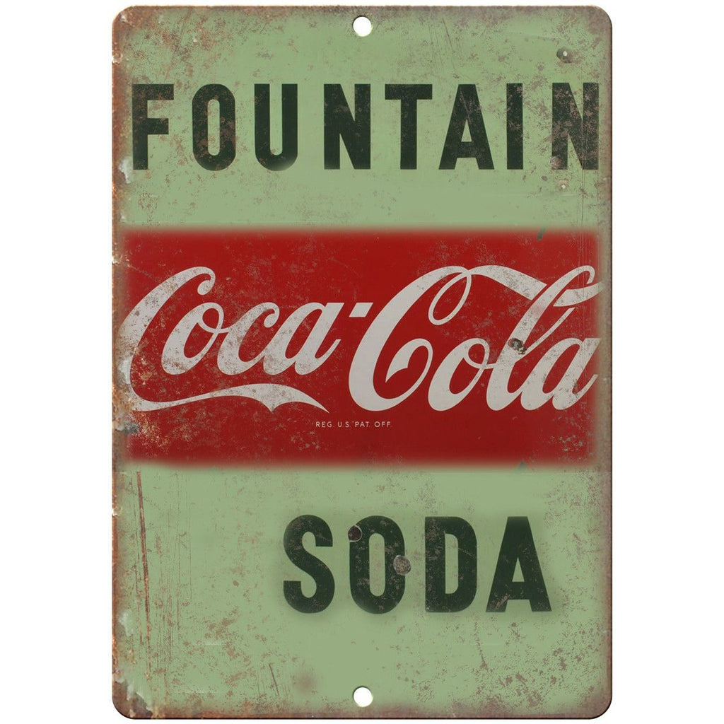 Coca Cola Fountain Soda Porcelain Look 10" X 7" Reproduction Metal Sign U100