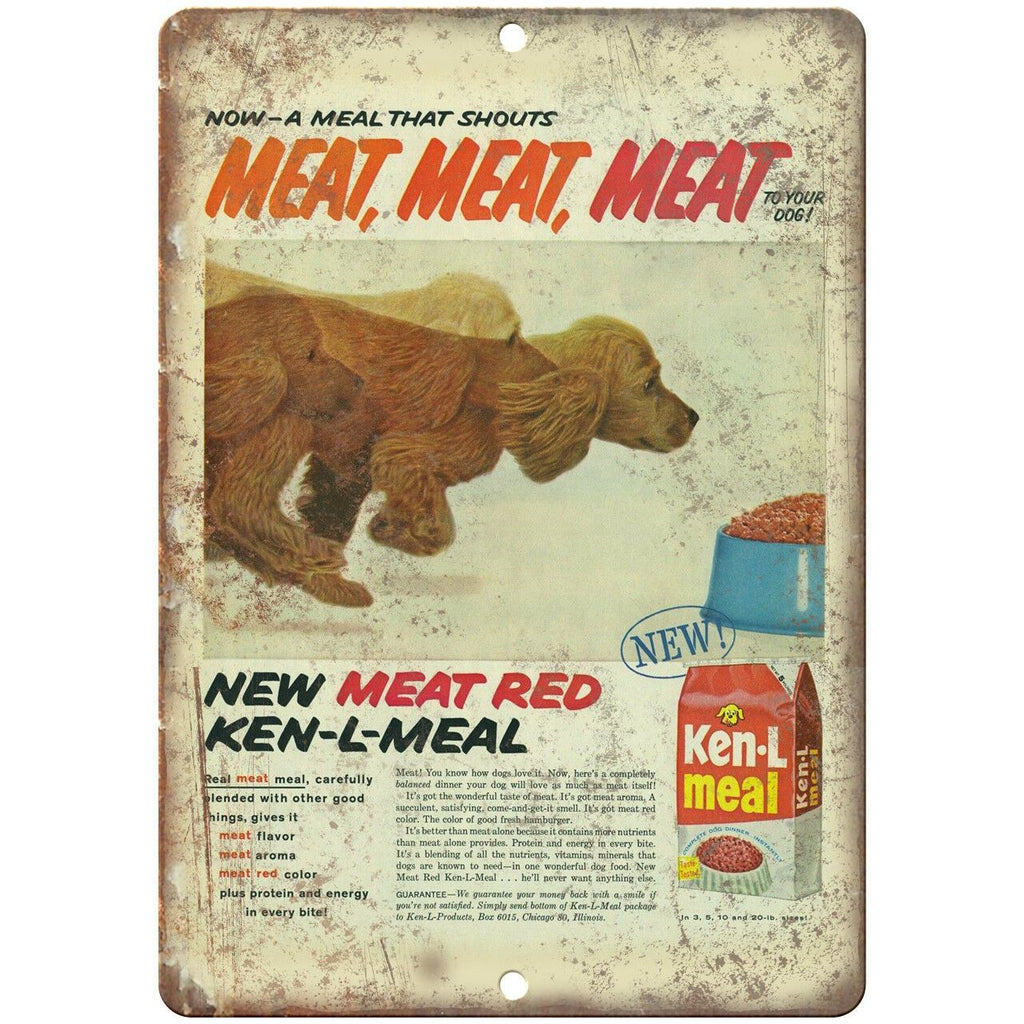 Puppy Vintage Dog Food Ken L Meal Ad 10" X 7" Reproduction Metal Sign N355