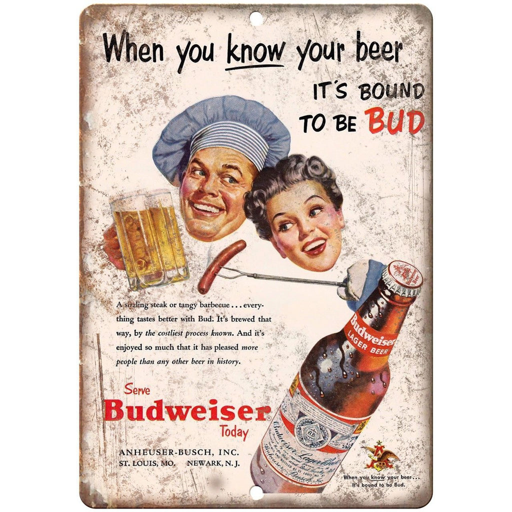 Budweiser Beer Newark NJ Anheuser-Busch 10" x 7 " Reproduction Metal Sign E33