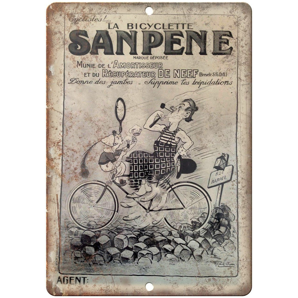 Sanpene Vintage Bicycle Ad France 10" x 7" Reproduction Metal Sign B215