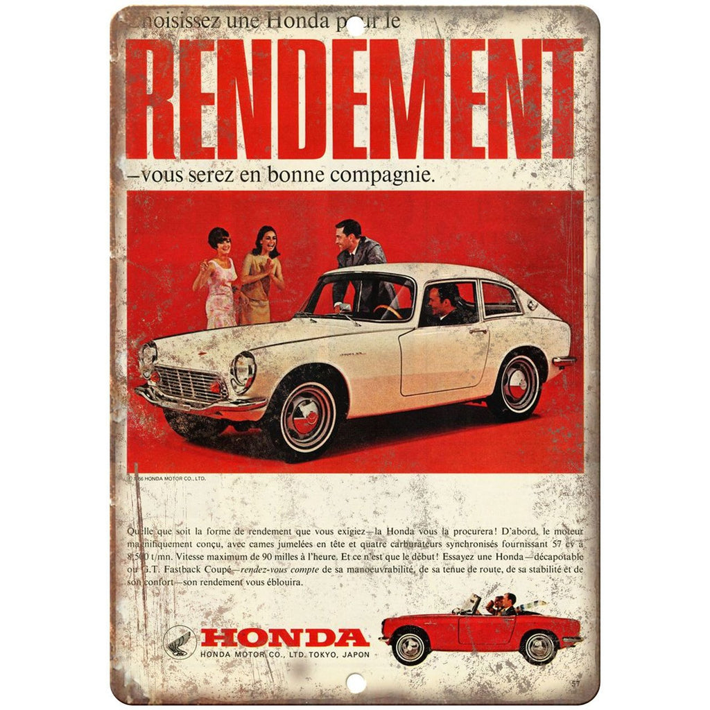 1966 Honda Rendement RARE Ad 10" x 7" Reproduction Metal Sign