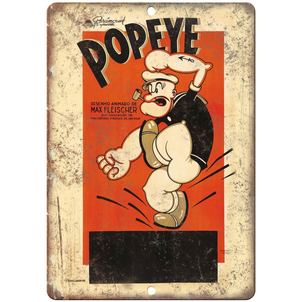 Popeye Paramount Pictures Max Fleischer Ad 9" x 12" Reproduction Metal Sign J223