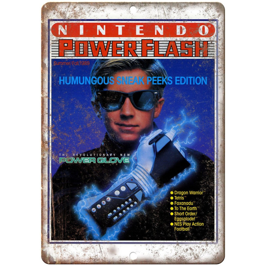 Nintendo Power Flash NES Power Glove 1989 10" X 7" Reproduction Metal Sign G35