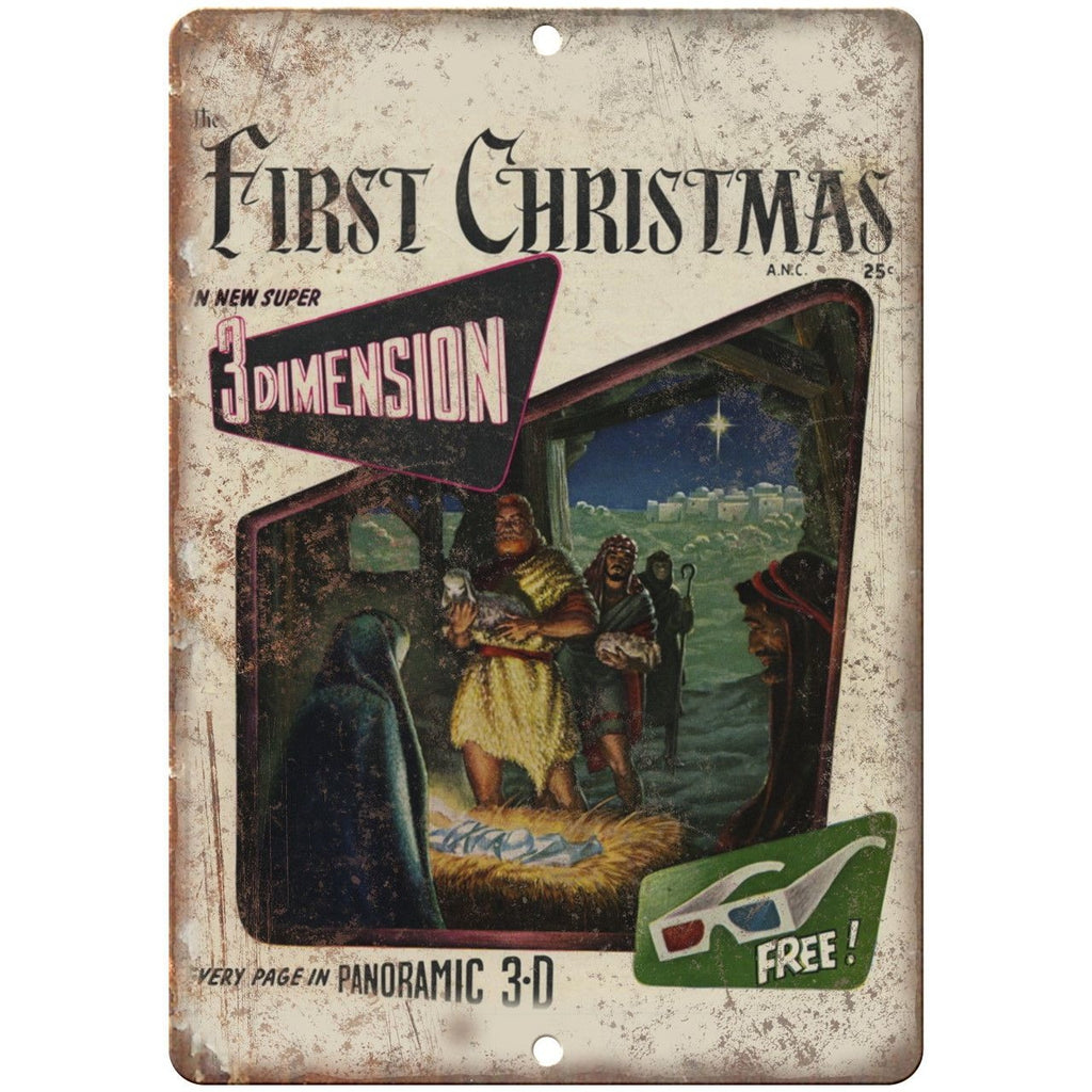 The First Christmas 3D Comic Book Ad 10" X 7" Reproduction Metal Sign J230