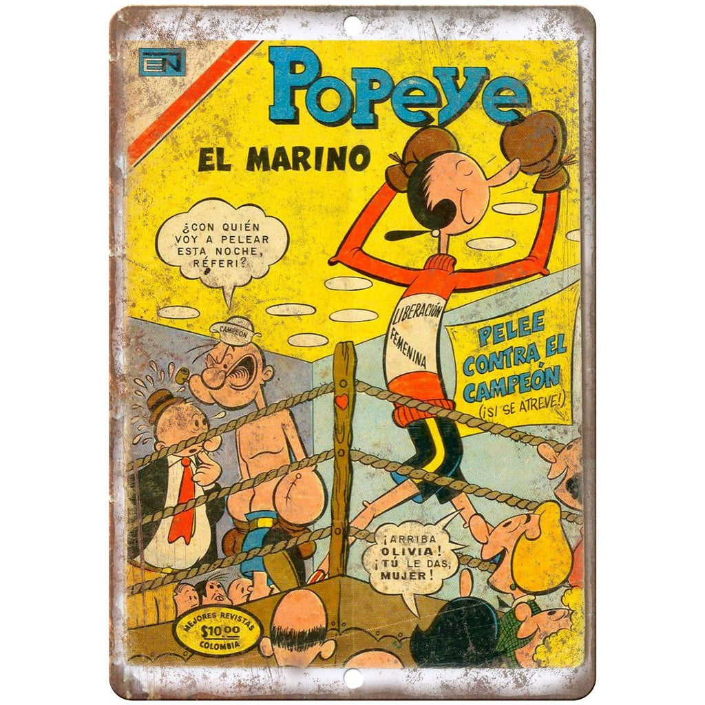 Popeye Olive Oyl Colombian Comic Book Art 10" X 7" Reproduction Metal Sign J245