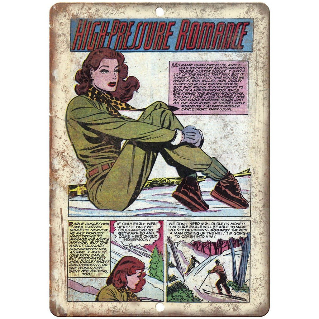 High Pressure Romance Vintage Comic Strip 10" X 7" Reproduction Metal Sign J342