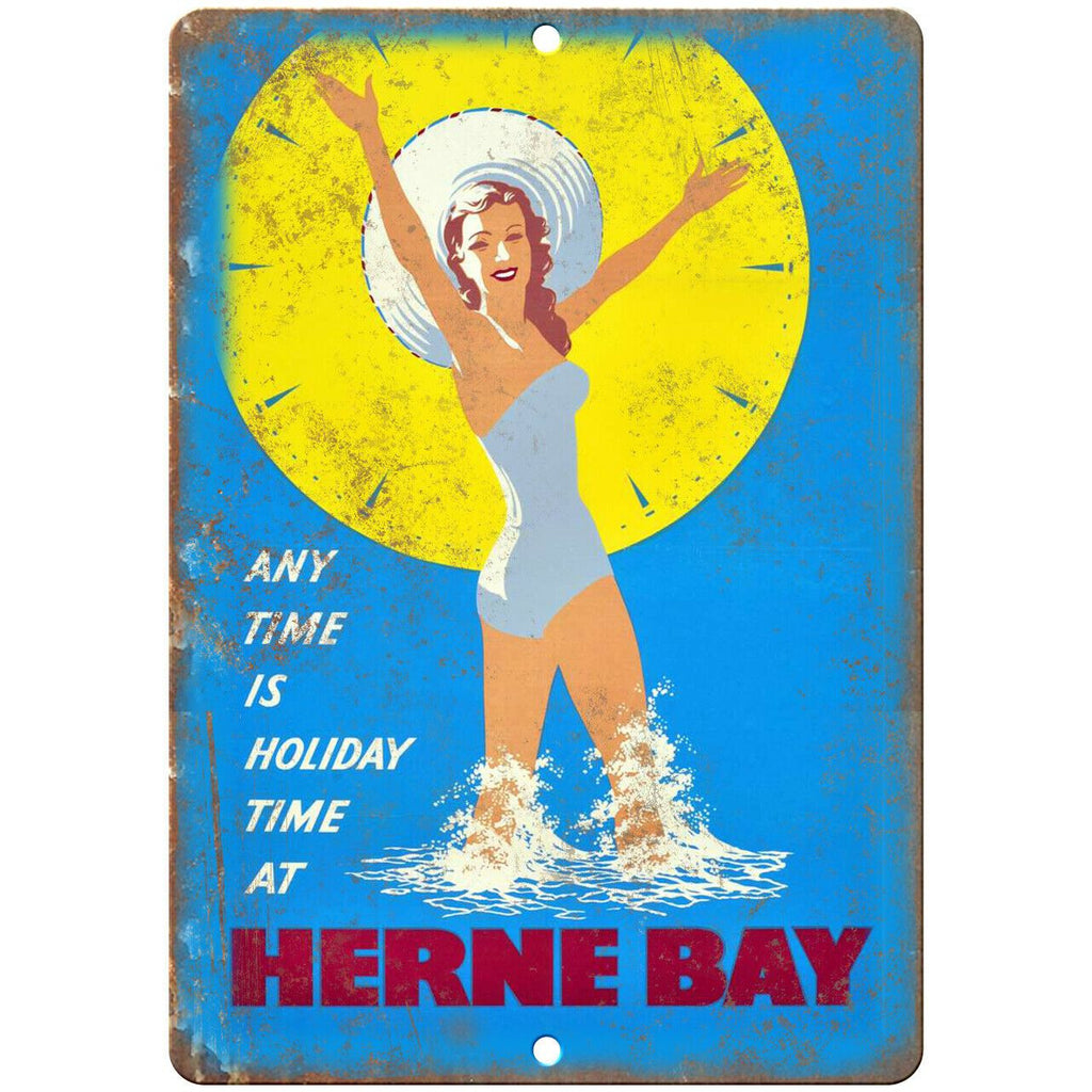 Herne Bay Vintage Travel Poster Art 10" x 7" Reproduction Metal Sign T78