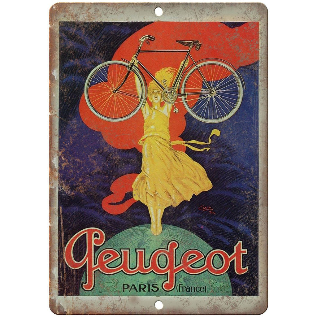 Peugeot Paris Bicycle Vintage Ad 10" x 7" Reproduction Metal Sign B364