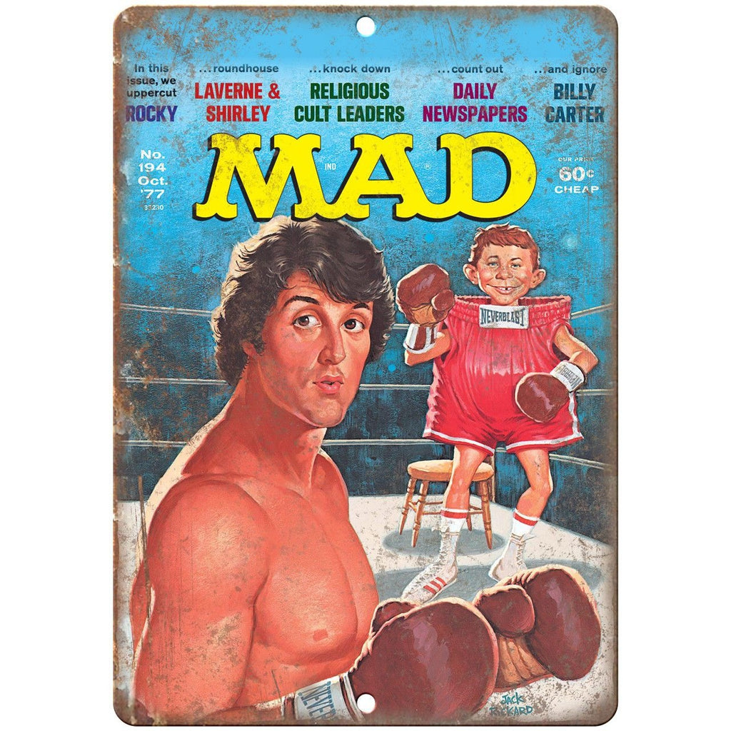 1977 Mad Magazine Jack Rickard Rocky Cover 10" x 7" Reproduction Metal Sign J62