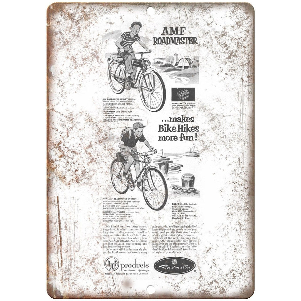 AMF Roadmaster Bicycle Vintage Ad 10" x 7" Reproduction Metal Sign B277