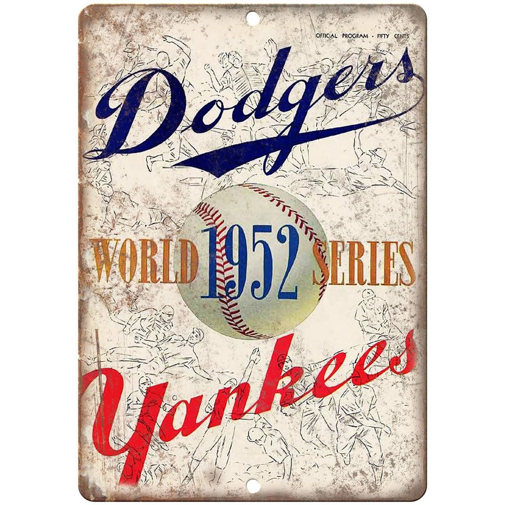 Dodgers vs Yankees 1952 World Series Program 10"x7" Reproduction Metal Sign X08