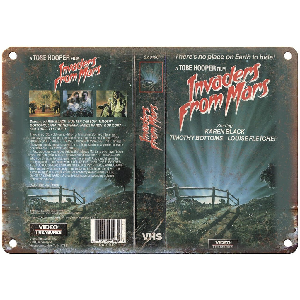Invaders From Mars VHS Box Art Tobe Hooper 10" X 7" Reproduction Metal Sign V11
