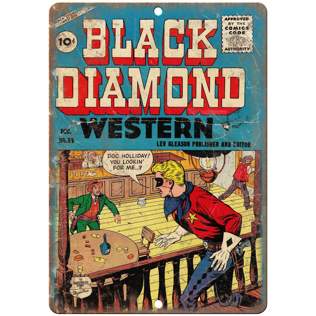 Black Diamond Western No 59 Comic Book Art 10" x 7" Reproduction Metal Sign J591