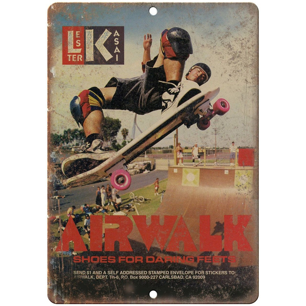 Airwalk Shoes Lester Kasai Skateboard Ad 10" x 7" Reproduction Metal Sign