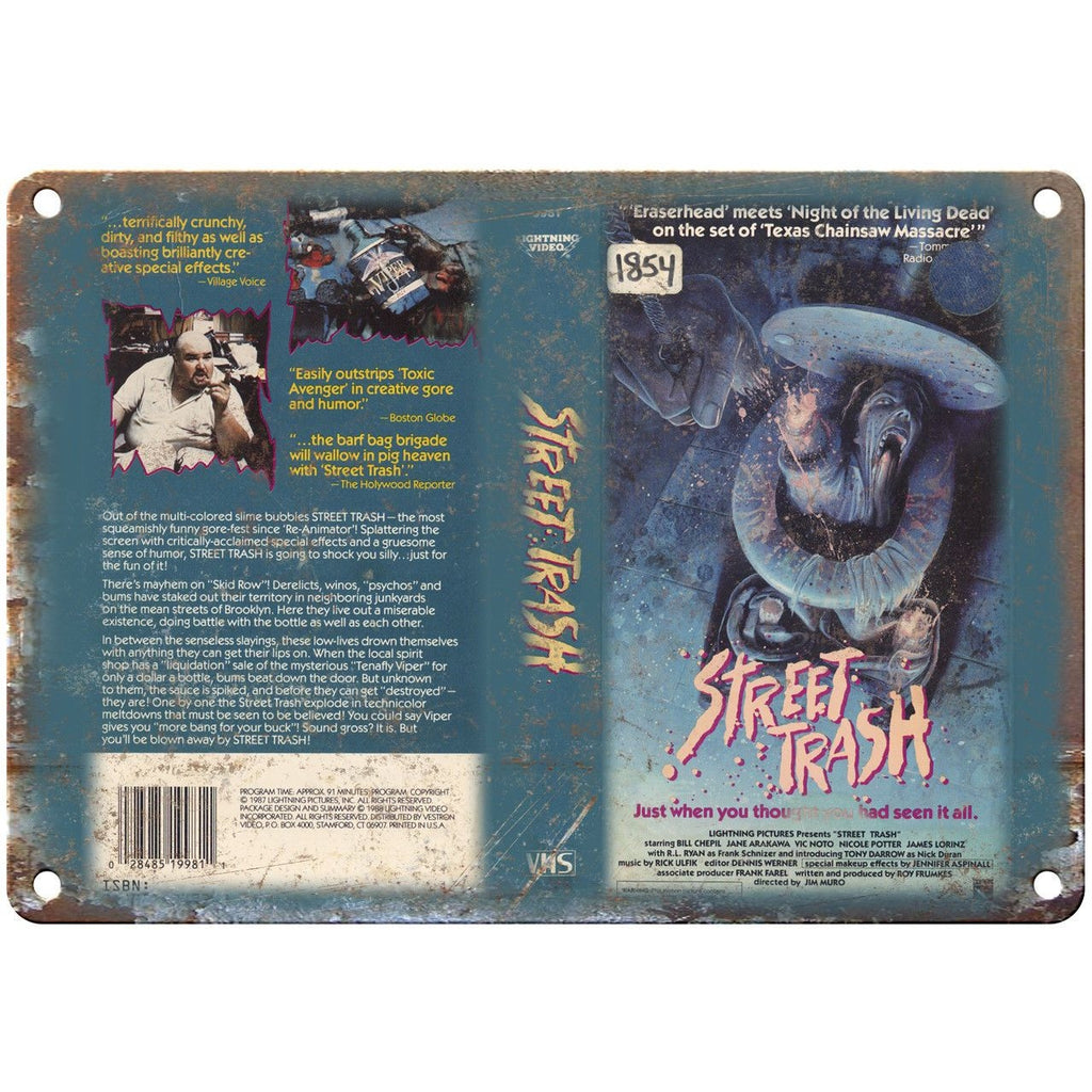 Lightning Video VHS Street Trash Box Art 10" X 7" Reproduction Metal Sign V12