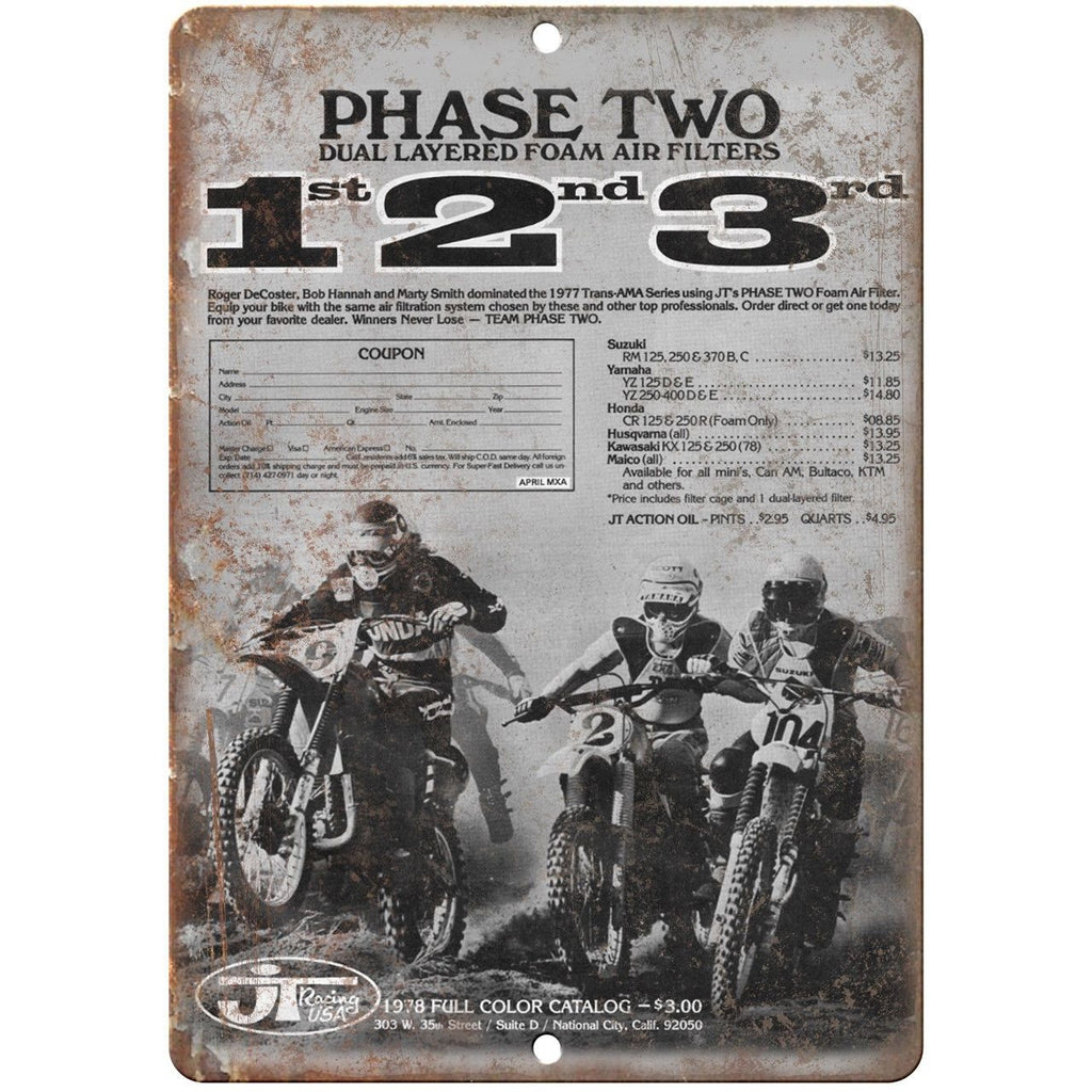 JT Racing USA Motorcycle 10" x 7" Reproduction Metal Sign A458