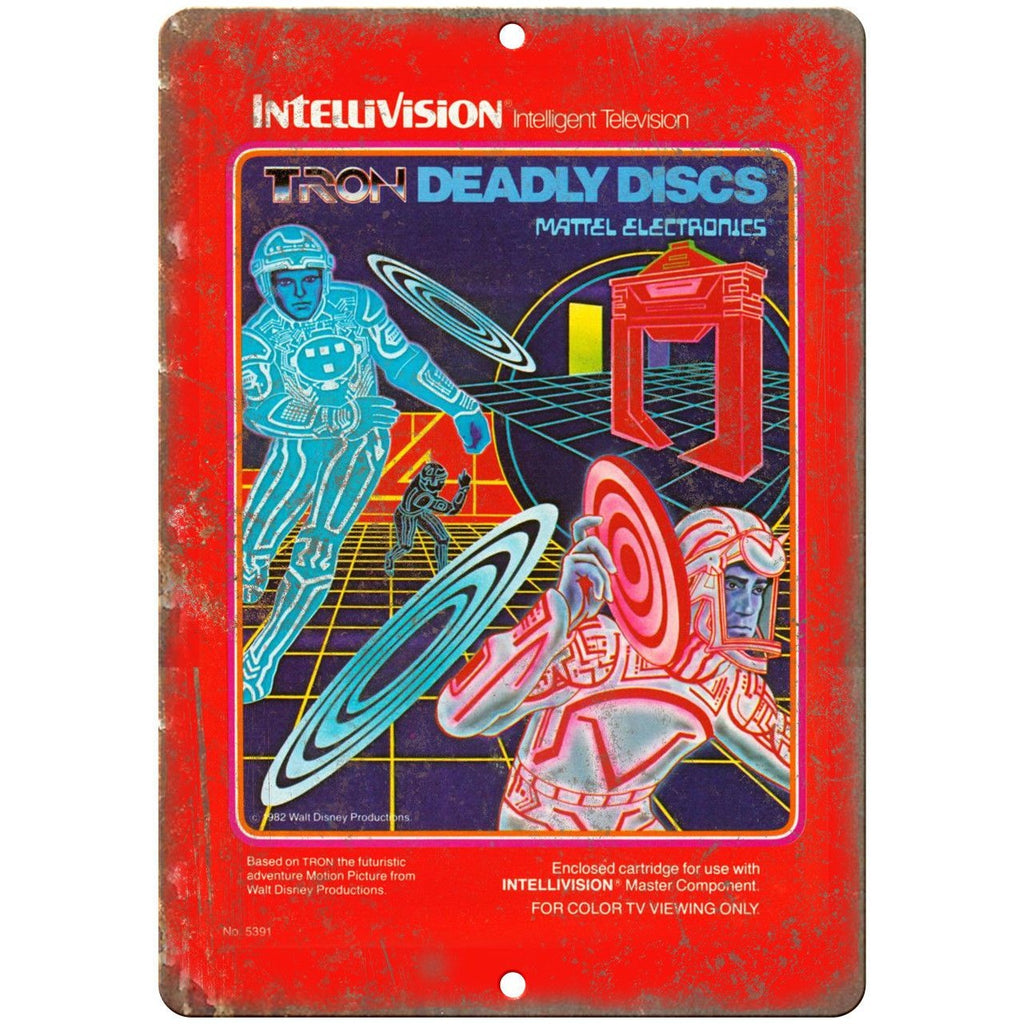 Intellivision TRON Deadly Discs Mattel 10" x 7" Reproduction Metal Sign G107