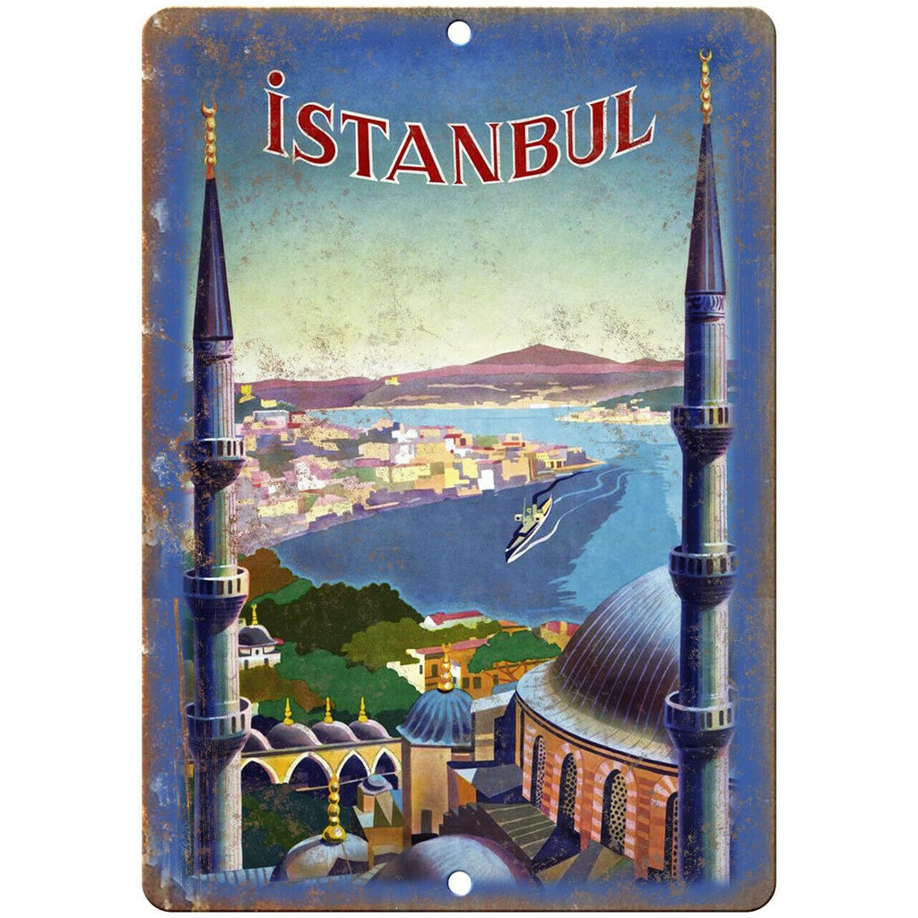 Istanbul Vintage Travel Poster Art 9" x 12" Reproduction Metal Sign T66