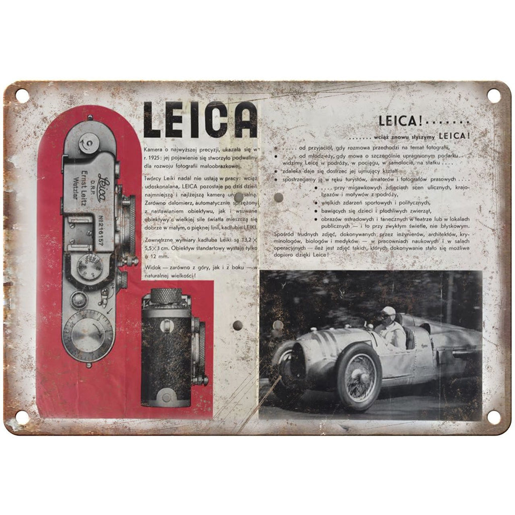 Leica 35 mm Camera Vintage Ad 10" x 7" Retro Look Metal Sign