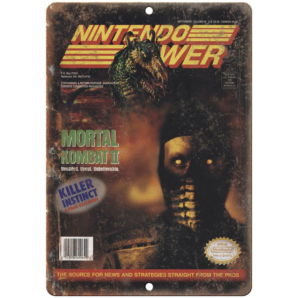 Nintendo Power Mortal Kombat II Magazine 10" X 7" Reproduction Metal Sign G27