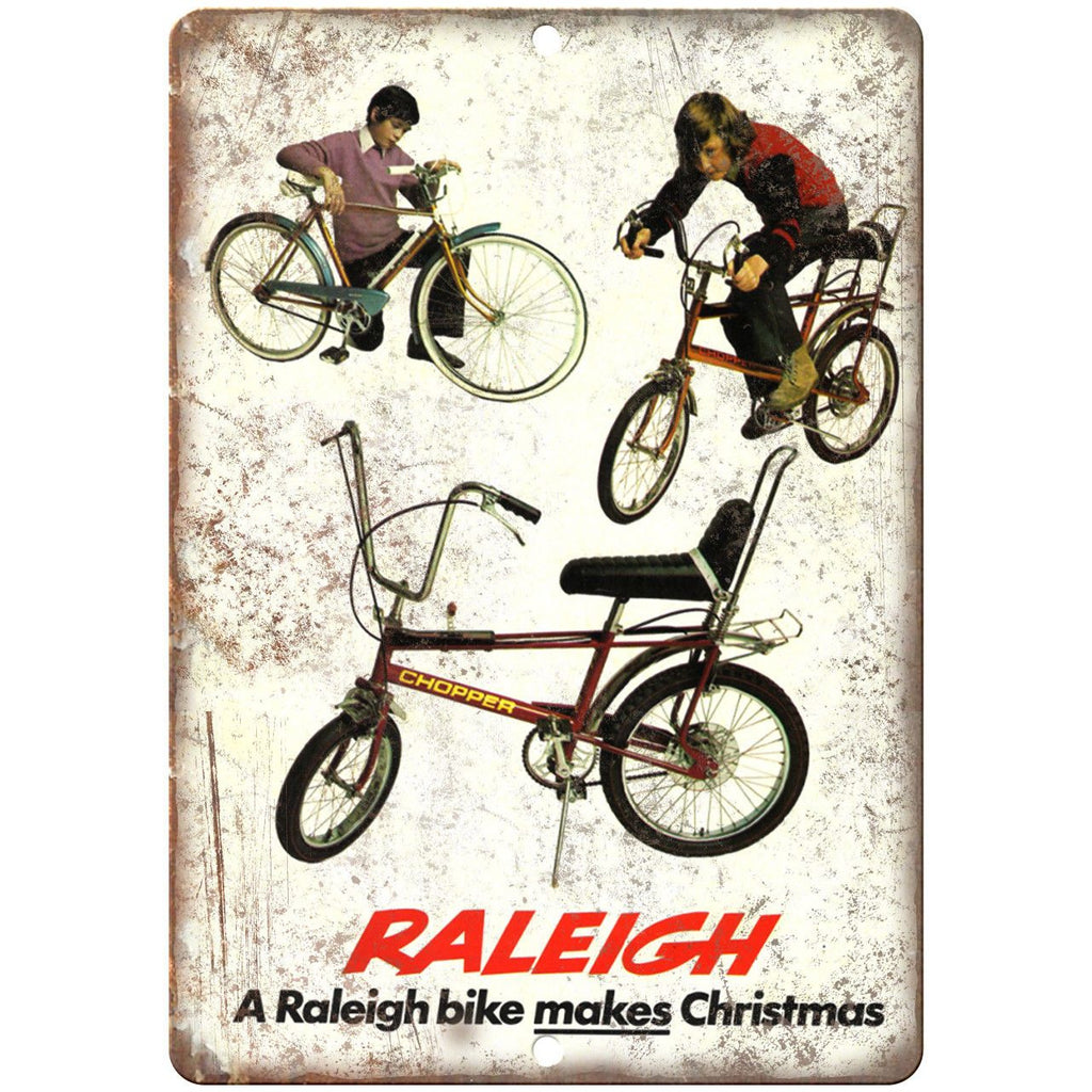 Raleigh Chopper Bicycle BMX Christmas Ad 10" x 7" Reproduction Metal Sign B496