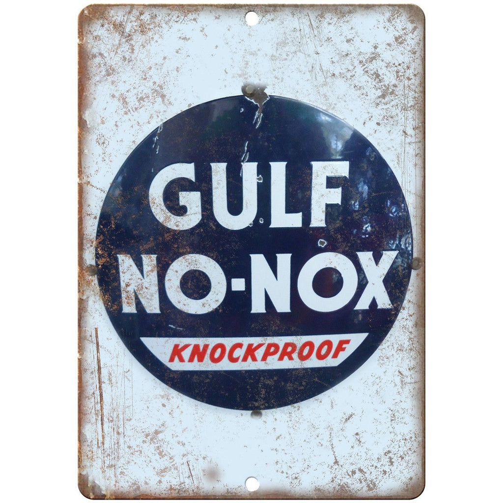 Gulf No-Nox Gas Porcelain Look 10" X 7" Reproduction Metal Sign U104