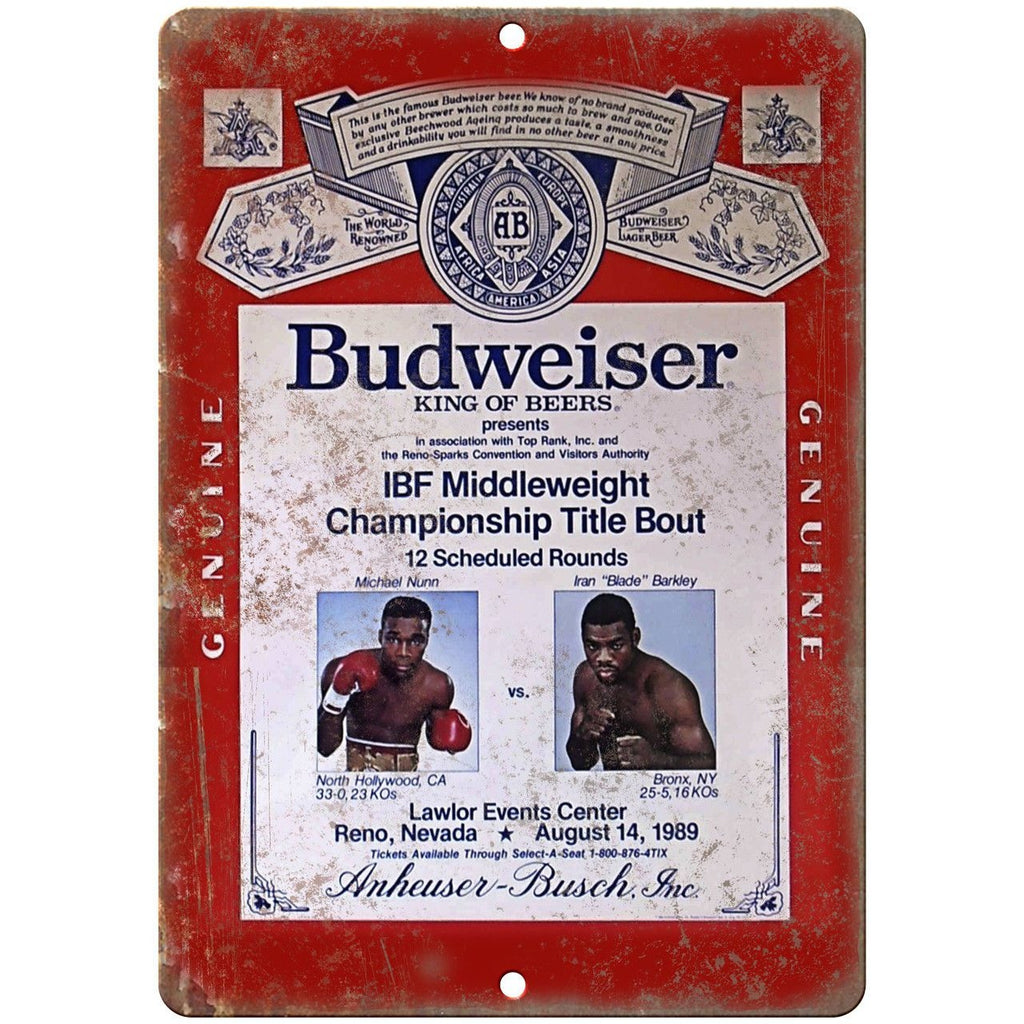 Budweiser Boxing Michael Nunn Iran Blade Barkley Reproduction Metal Sign E144