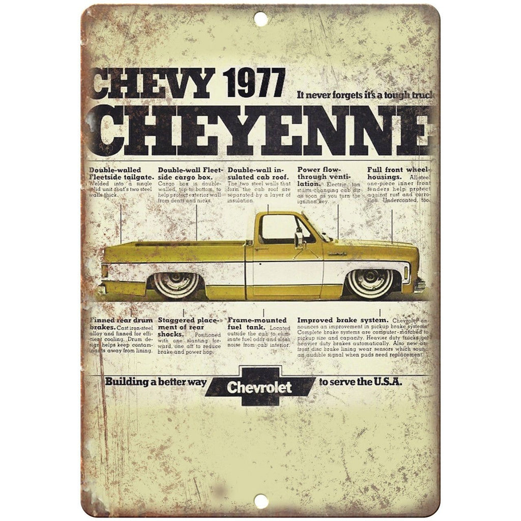 1977 Chevy Cheyenne Vintage Print Ad 10" x 7" Reproduction Metal Sign